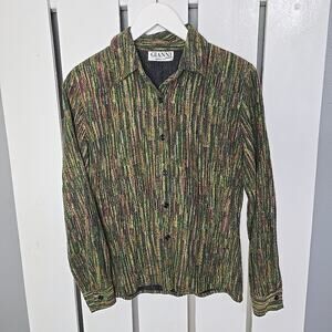 Gianni Sport Button Front‎ Rainbow Terrycloth Shirt 4 Small Grunge Goblin Hippie